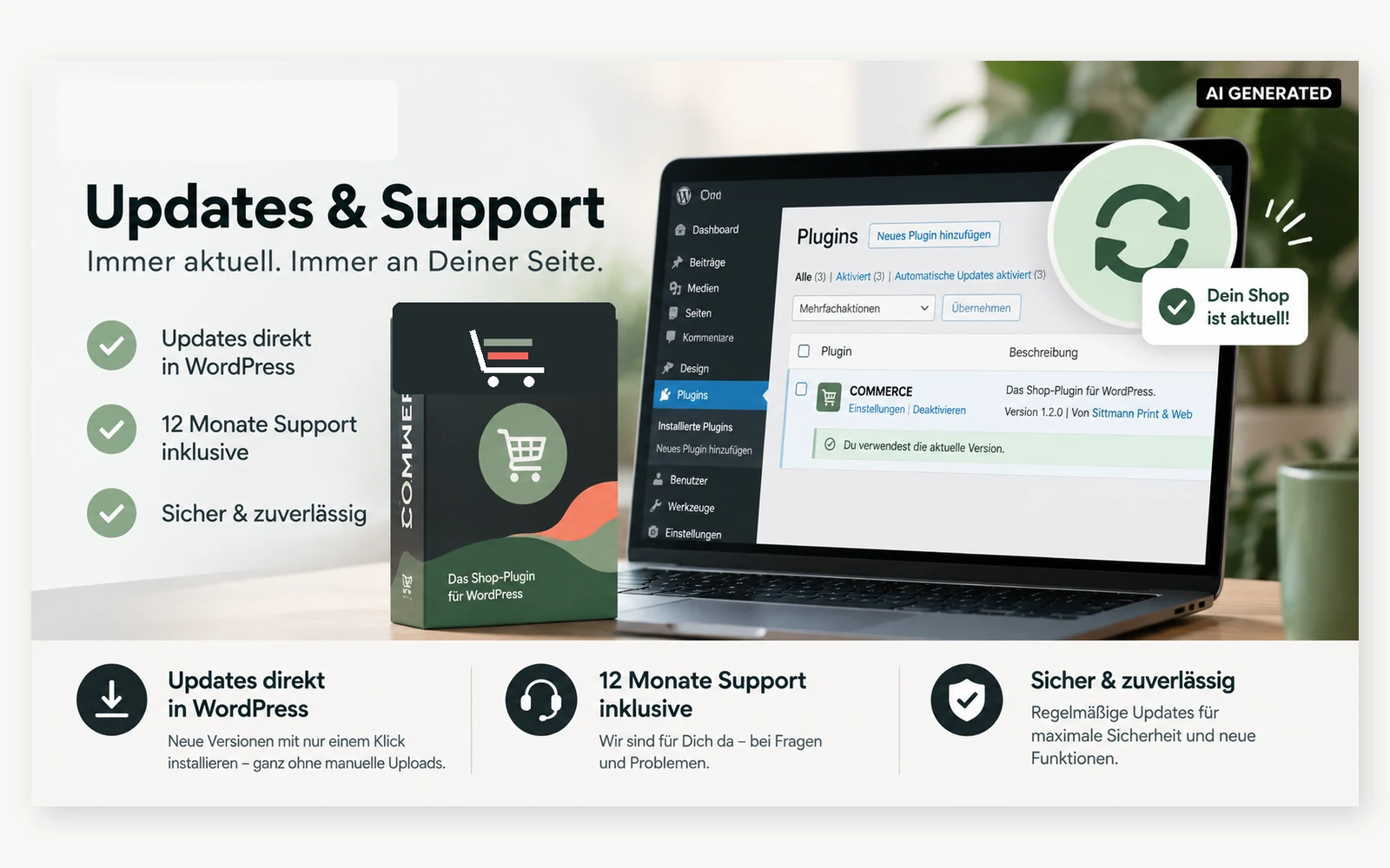 COMMERCE – Updates direkt über WordPress