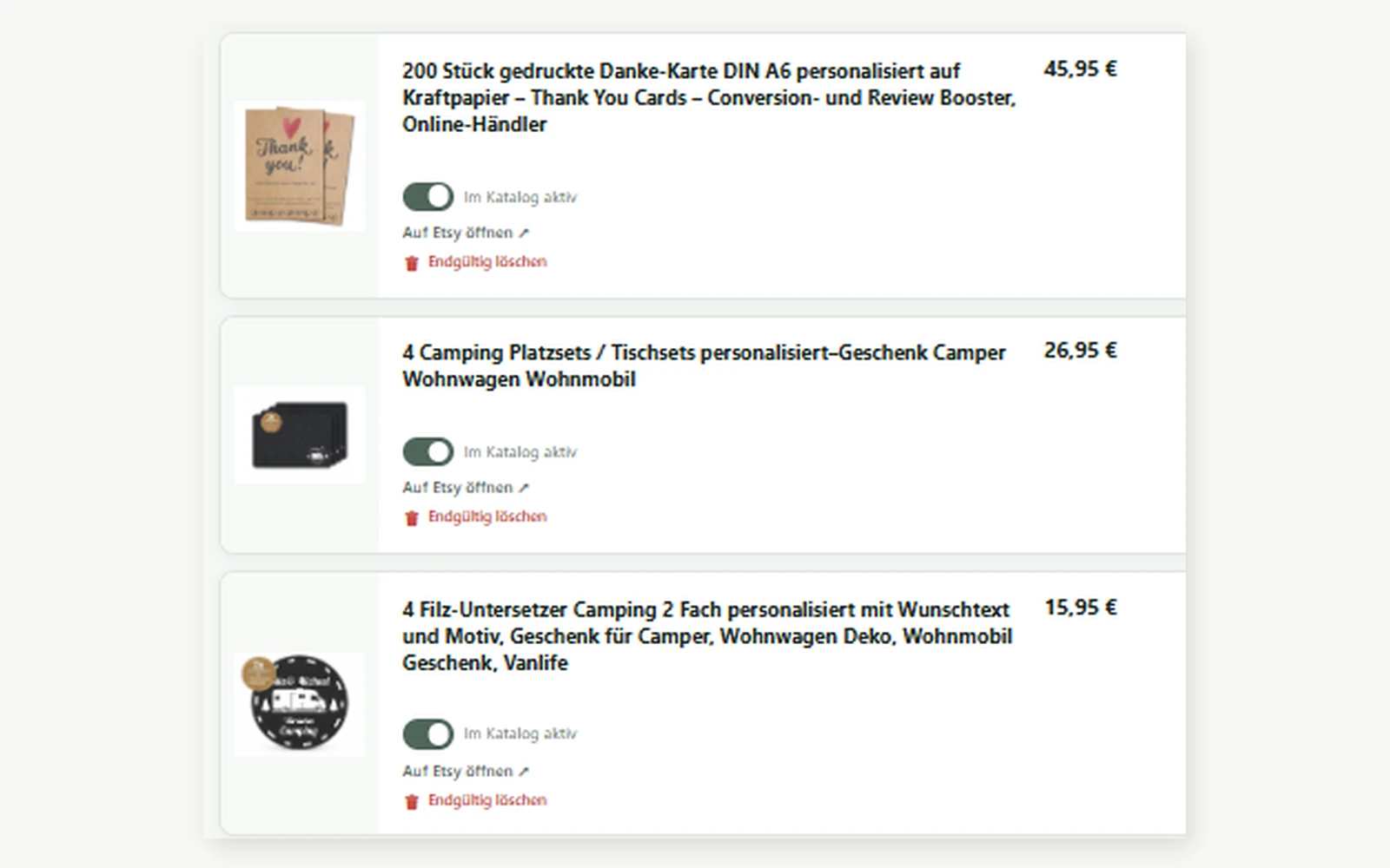 LinkYourShop Anleitung – aktive, inaktive und ausgeblendete Produkte