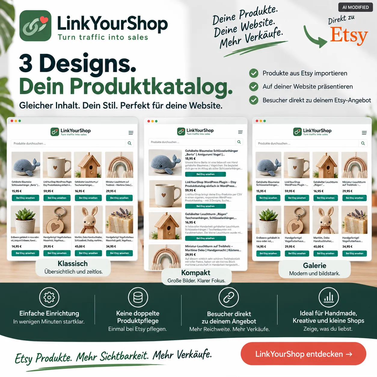 Drei LinkYourShop Layouts