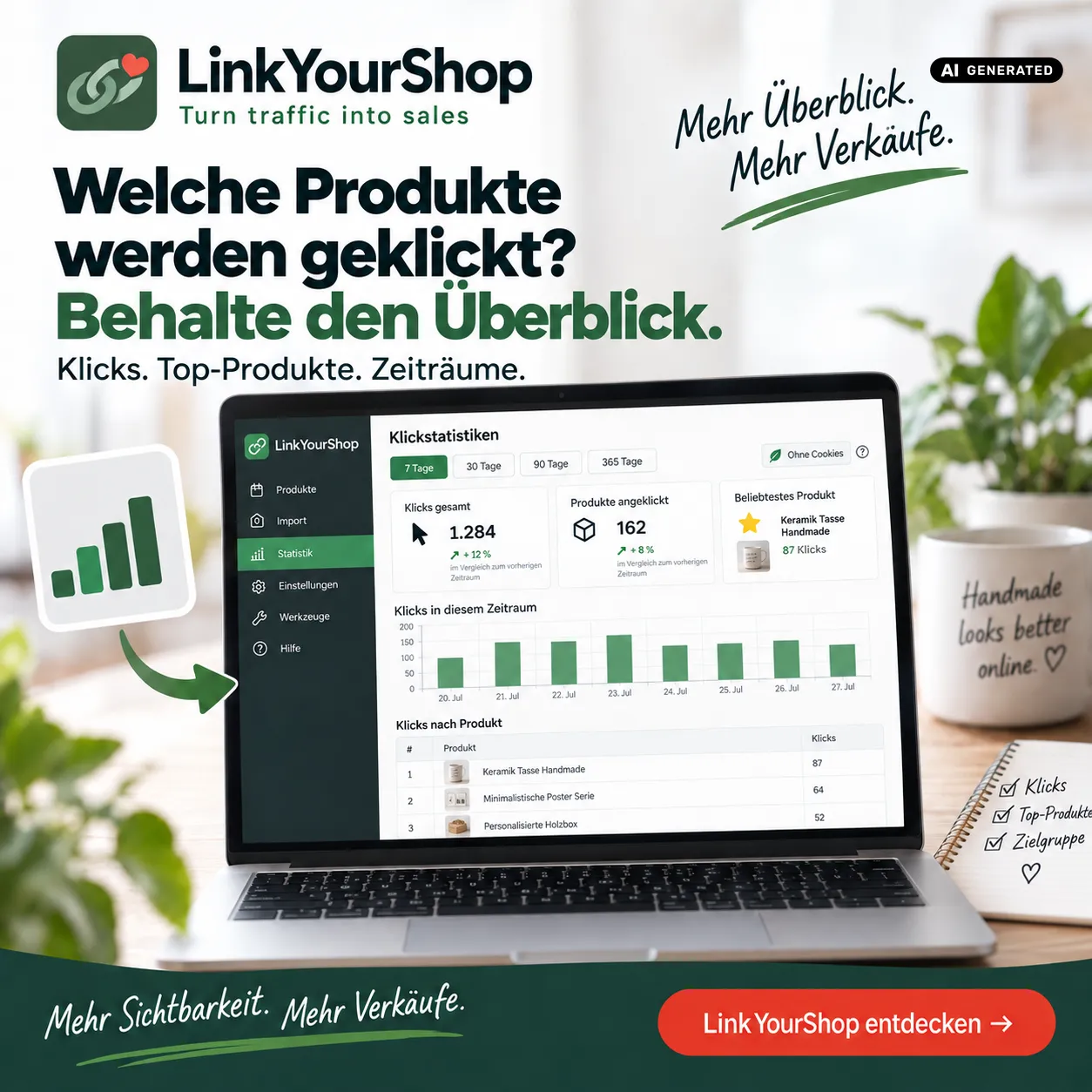 LinkYourShop Klickstatistik